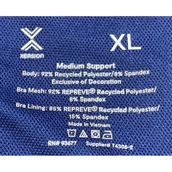 Xersion Womens Size XL Sports Bra Medium Support Adjustable Back Blue and Black - Picture 7 of 10